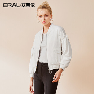 【清仓价】ERAL/艾莱依冬季新款休闲印花V领羽绒服女短款 本白 160/84A/M