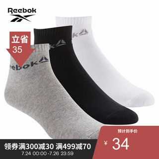 Reebok锐步男女训练短袜ACT CORE ANKLE  3P情侣款式健身袜 袜子 DU2923 DU2923_白色/黑色/灰色 17-18 A版