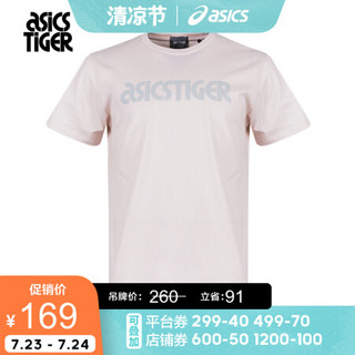 ASICS亚瑟士 男女短袖运动T恤印花简约圆领 A16068-0090 【AT】 粉色 XL