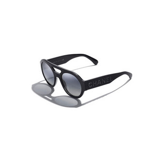 CHANEL香奈儿男女通用太阳眼镜圆框设计流行款司机安全驾驶镜时尚个性 黑色1