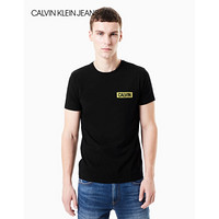 CK JEANS   男士简约品牌Logo短袖T恤 J313392 099-黑色 XL