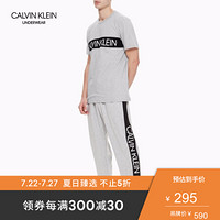 CK UNDERWEAR   春夏  男士撞色Logo纯棉针织家居服 NM1656 080-浅灰色 L