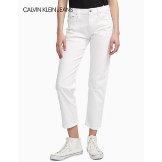 CK JEANS 2020春夏款女装中腰男友版纯色牛仔裤CKJ061 J213425 1CD-白色 28/30