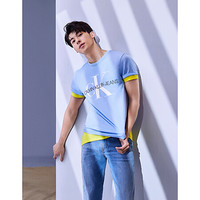 【许光汉 小鬼同款】CK JEANS 2020春夏款男装短袖圆领T恤J315931 CDN-淡蓝色 XS