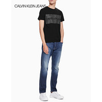 CK JEANS   春夏  男士潮流印花棉混纺弹力短袖T恤 J312984 099-黑色 XL