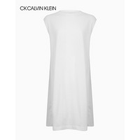 CK CALVIN KLEIN 2020春夏新款女装 纯棉荷叶边连身裙 W76111006C 100-白色 XS