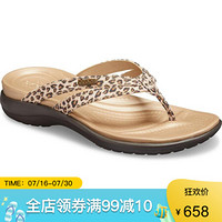 CROCS卡骆驰女鞋人字拖休闲时尚豹纹拖鞋205935 Leopard / Espresso 6