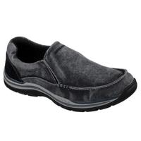 SKECHERS斯凯奇男鞋一脚蹬帆布鞋休闲鞋低帮64109 BLACK 9.5