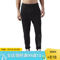 Reebok锐步男款卫裤下装抽绳系带纯色休闲CD5505 Black 2XL