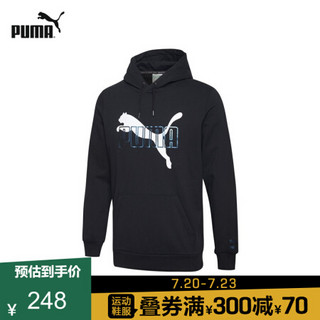 PUMA彪马官方 男子休闲印花连帽卫衣 IRIDESCENT 597873 黑色-白色-51 XL