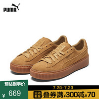 PUMA彪马官方 刘雯同款 女子复古经典厚底休闲鞋 SUEDE PLATFORM SD 364718 燕麦灰-金色 01 37