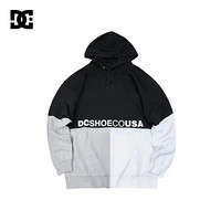 DCSHOES 19冬新款撞色拼接宽松男士连帽连帽套头卫衣 5420J915 黑夹色-BLK S