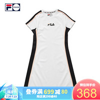 FILA FUSION 斐乐女子连衣裙2020夏季街头撞色拼接连衣裙女裙 标准白-WT 165/84A/M