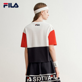 FILA 斐乐官方 女子短袖T恤  2020夏季新款时尚潮流LOGO短袖T 传奇红-RD 165/84A/M