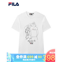 FILA 斐乐官方 男子短袖T恤 2020夏秋新款运动休闲简约时尚优雅T 标准白-WT 170/92A/M