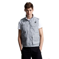 诺诗兰男士户外轻量立领防风休闲素色背心 GQ085193 青石灰色 L