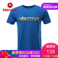 marmot/土拨鼠春夏季运动户外休闲时尚金标经典透气情侣短袖T恤 宝石蓝2532 L 欧码偏大