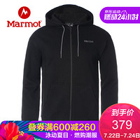 Marmot/土拨鼠20春夏新款户外透气连帽男款保暖舒适加绒加厚长袖开衫休闲卫衣 曜石黑001（加绒 加厚） XL 欧码偏大