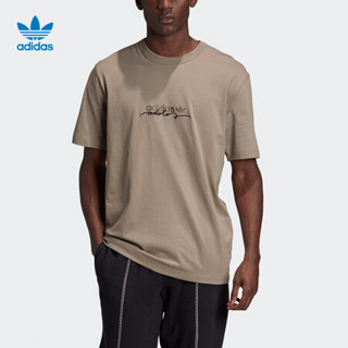 阿迪达斯官网 adidas 三叶草 D TEE 男装秋季运动短袖T恤GD9283 土褐色 XL(190/116A)