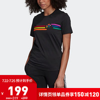 阿迪达斯官网 adidas 三叶草 Tee SS 女装运动短袖T恤GJ6571 黑色/黑色 38(170/88A)