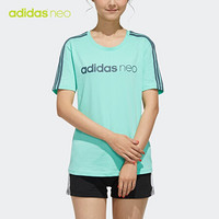 阿迪达斯官网 adidas neo 女装运动短袖T恤FP7316 海湾薄荷绿/遗迹蓝 A/M(165/88A)