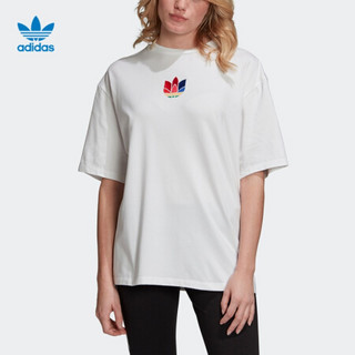 阿迪达斯官网 adidas 三叶草 TEE 女装运动短袖T恤GD2235 白/多色 30(165/72A)