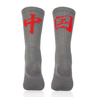 准者【省份袜子】男女袜篮球足球跑步训练中筒袜个性袜专业运动袜 灰红（中国） 均码