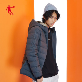 QIAODAN 乔丹 官方旗舰运动服男2019冬季新款厚款保暖防风服男士短款外套男 深邃灰 175/L