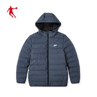 QIAODAN 乔丹 官方旗舰运动服男2019冬季新款厚款保暖防风服男士短款外套男 深邃灰 175/L