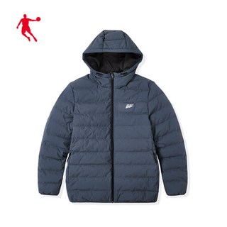 QIAODAN 乔丹 官方旗舰运动服男2019冬季新款厚款保暖防风服男士短款外套男 深邃灰 175/L