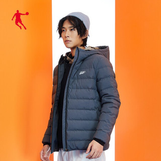 QIAODAN 乔丹 官方旗舰运动服男2019冬季新款厚款保暖防风服男士短款外套男 深邃灰 175/L