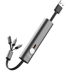 imu 幻响 i-mu）三合一数据线充电线 伸缩便携USB-C 适用iphone11/XS/XR华为小米 金属收纳款-锖色