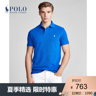 Ralph Lauren/拉夫劳伦男装 2020年春季定制修身版型网格网球衫11927 400-蓝色 S