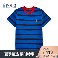 Ralph Lauren/拉夫劳伦男童 2020年夏季条纹平纹针织T恤33775 400-蓝色 2/2T