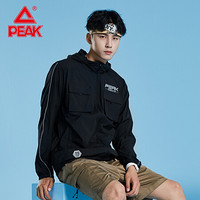 匹克（PEAK）运动风衣男运动外套时尚工装休闲服运动服男士 DF202021 黑色 M