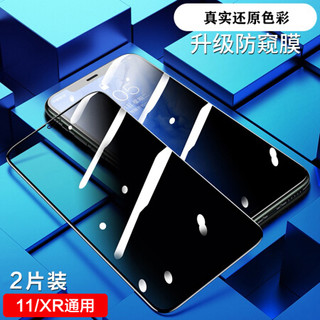 品胜（PISEN）苹果11/XR防窥钢化膜 iphone11/XR手机钢化膜 全屏覆盖高清防偷看玻璃前膜2片装