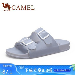 骆驼（CAMEL） 女鞋 清爽舒适双扣带防滑平底拖鞋 A022266249 灰色 37