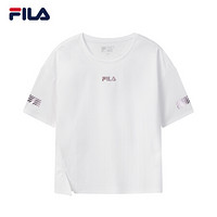 FILA 斐乐官方 女子短袖T恤  2020夏季新款百搭休闲潮流宽松短袖T 标准白-WT 175/92A/XL