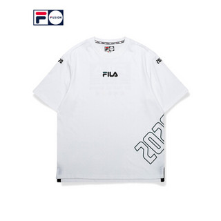 FILA FUSION 斐乐男子短袖T恤2020夏季新款潮牌防晒透气半袖服 标准白-WT（宽松版型，建议拍小一码） 185/104A/XXL