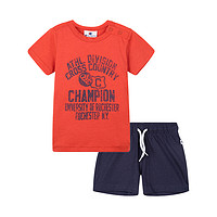 Champion 冠锦牌食品 男童T恤短裤套装 橘色/蓝色 86cm