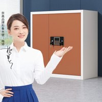 奈高NG保密柜文件柜办公柜电子密码锁资料柜钢制防盗柜白框咖门矮柜带暗斗