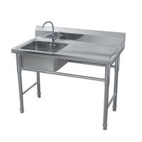 中伟商用不锈钢水槽食堂厨房水池双槽带支架洗碗池消毒池洗菜池单沥水款