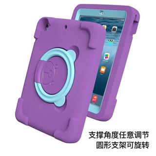 派滋 苹果iPad保护套儿童防摔mini5/4硅胶壳EVA全包平板电脑卡通mini4带支架7.9英寸 紫色