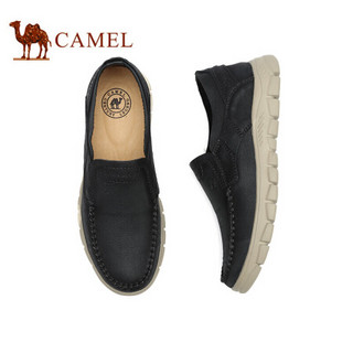 骆驼（CAMEL） 柔软轻盈时尚低帮休闲皮鞋男 A012307210 黑色 38