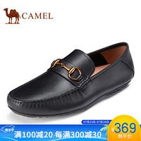 骆驼（CAMEL） 豆豆鞋男潮柔软乐福鞋舒适休闲套脚皮鞋 A032188090 黑色 40