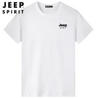 吉普JEEP T恤男短袖休闲圆领印花百搭2020春夏中青年打底小衫上衣男装 JHL279010 白色 M