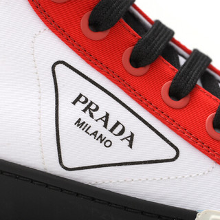 PRADA 普拉达 女士棉白红拼色华达呢运动鞋 1T941LF035-89C-F0970 36