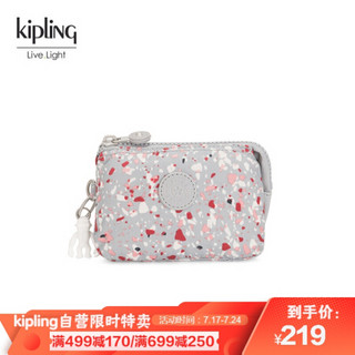 kipling女钱包迷你帆布包 时尚简约手拿包零钱包KI416348X雨花石斑点印花|CREATIVITY S
