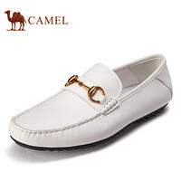 骆驼（CAMEL） 豆豆鞋男潮柔软乐福鞋舒适休闲套脚皮鞋 A032188090 米白 41