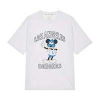 MLB男女通用情侣短袖迪士尼联名款T恤卡通字母米老鼠休闲夏装 31TSK3 白色米奇 90/S (偏大一码）